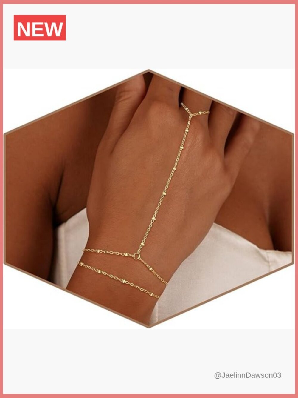 Dainty Gold Hand Chain Bracelet with Finger Ring Layered Stack